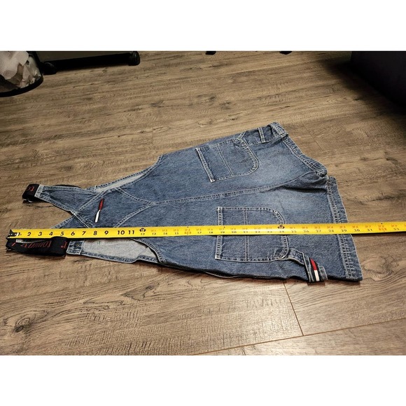 Vintage 2001 Y2K Tommy Hilfiger Tommy Jeans Blue Denim Overall Shorts Adult M - Picture 5 of 9